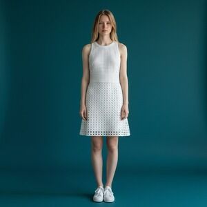Banana Republic Womens Sz 0 White Eyelet Lace Sheath Dress NWT